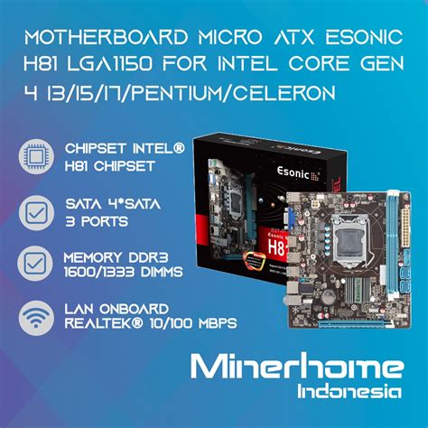 Jual Motherboard Esonic H81 Lga 1150 For Intel Gen 4 Core I3 I5 I7 Pentium Celeron Shopee