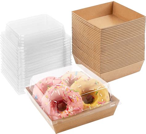 Hisemy Paquete De 50 Cajas De Papel Para Postres Con Tapa Transparente