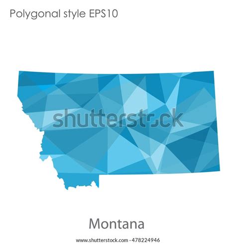 Montana State Map Geometric Polygonalmosaic Styleabstract Stock Vector