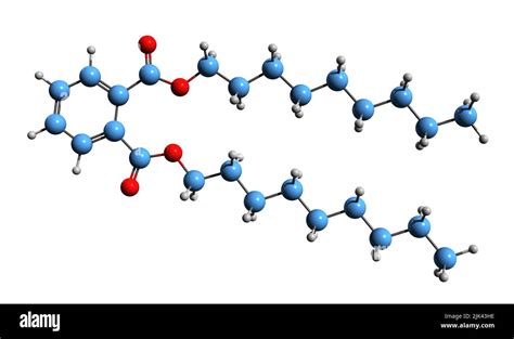 3D imagen de la fórmula esquelética de diisononil ftalato estructura