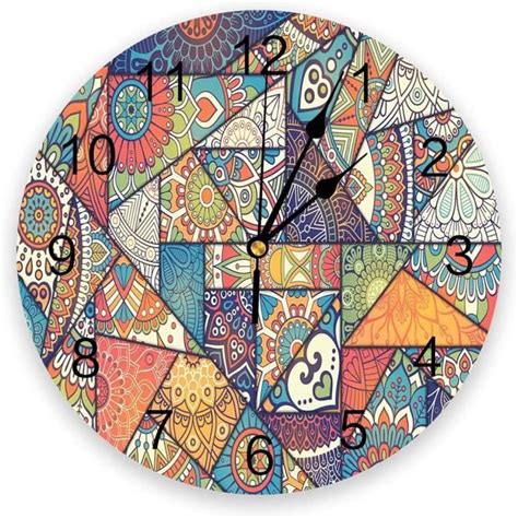 Horloges murales pour Salon Moderne Bohème Triangle Coloré 3D Horloge