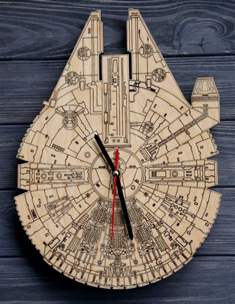 Millenium Falcon Wooden Wall Clock Large Unique Clock Wood Star Wars