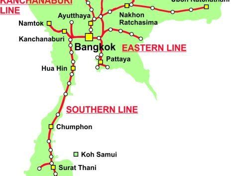 Thailand Train Map - All 5 major train lines