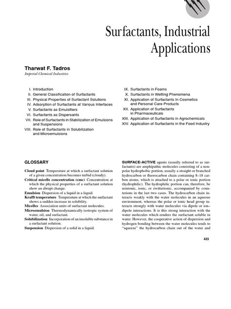 Applications of Surfactants in Industry: An Overview of Their Uses in ...