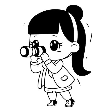 Premium Vector Cute Little Girl Looking Through Binoculars