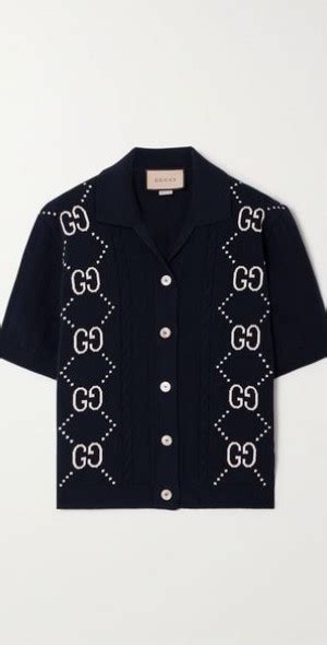 Gucci Cable Knit Intarsia Cotton Cardigan