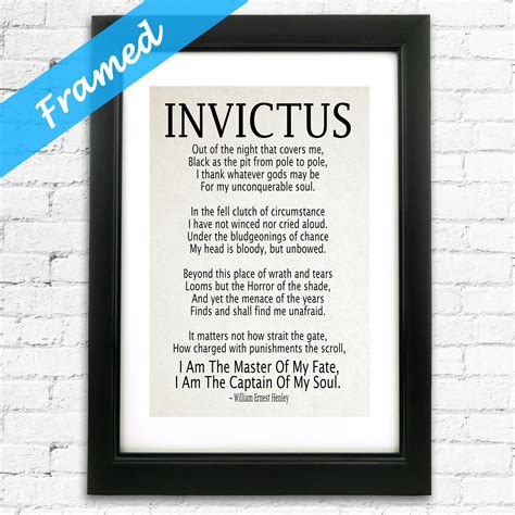 Invictus Poem Framed Art Print By William Ernest Henley