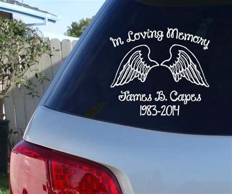 In Loving Memory Car Window Decal With Angel Wings Car Etsy