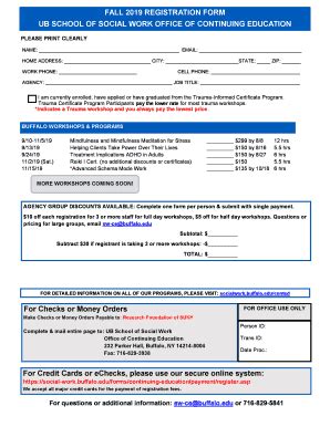 Fillable Online Socialwork Buffalo FALL 2019 REGISTRATION FORM UB