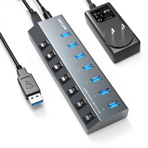 Wavlink Usb 3 0 Hub Usb Power Adapter Usb Charging Adapter Individual Power On Off Switches Usb