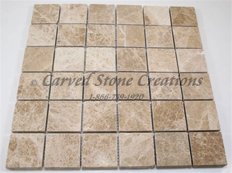 22 Emperador Light Marble Tumbled Mosaic Carved Stone Creations