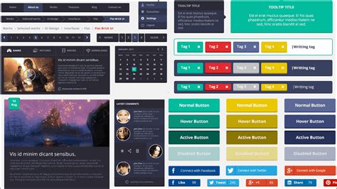 無料で商用利用も可能なフラットデザインuiキット「flat Rounded Square Ui Kit」 Gigazine