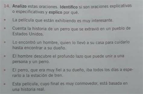 analizó estás oraciones Identificó si son oraciones explicativas o