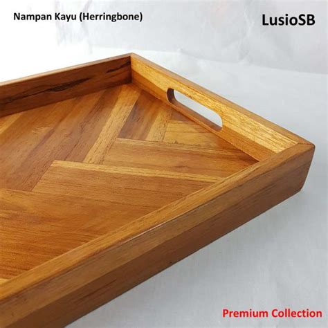 Promo Nampan Saji Kayu Jati Lusiosb Herringbone Tray Besar Teak Wooden