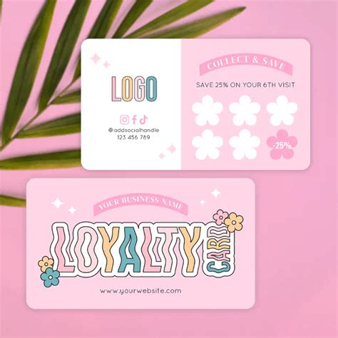 Retro Groovy 70s Pink Aesthetic Nails Salon Logo Loyalty Card Zazzle