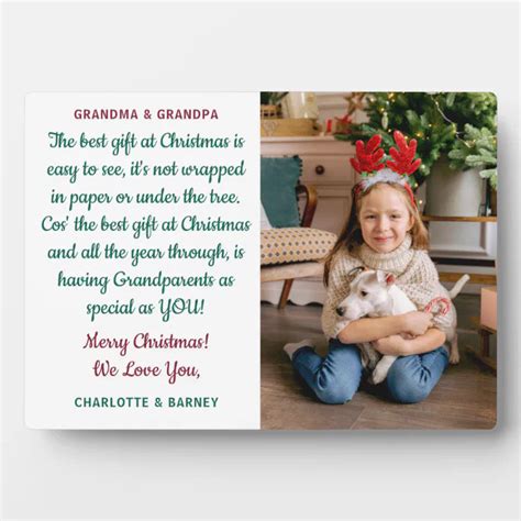 Grandparents Christmas Poem Personalized Photo Plaque Zazzle