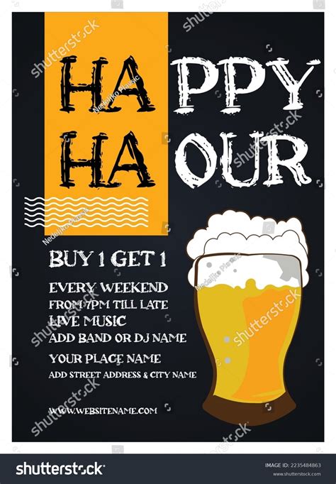 Happy Beer Hour Party Flyer Poster Stock Vector (Royalty Free ...