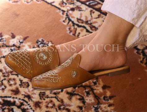 Moroccan Leather Babouche Slippers For Women Handmade Traditional