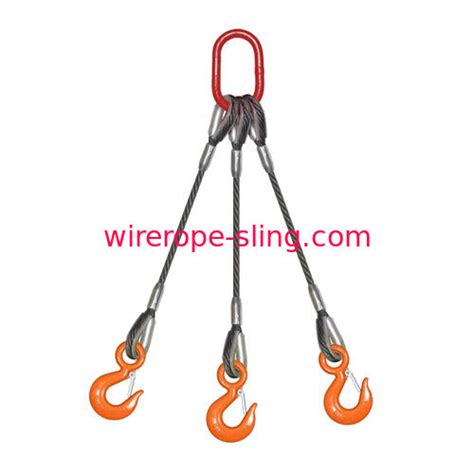 3 Leg Wire Rope Bridle Sling Stable 52000 Lbs WLL For Overhead Lifting