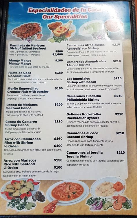 Carta Del Restaurante El Cejas Cancún Mercado 28