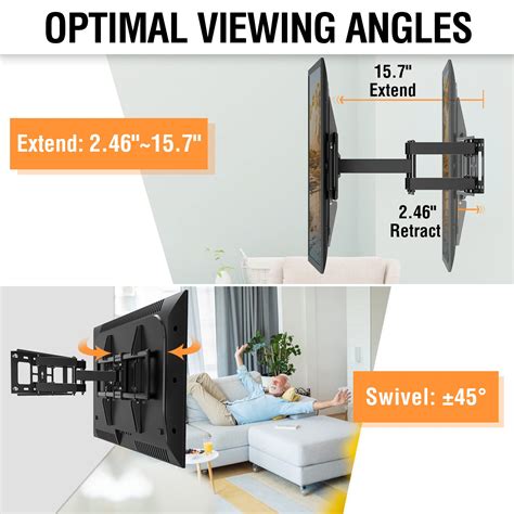 ELIVED TV Wall Mount For Most 37 75 Inch Flat Screen TVs Swivel And