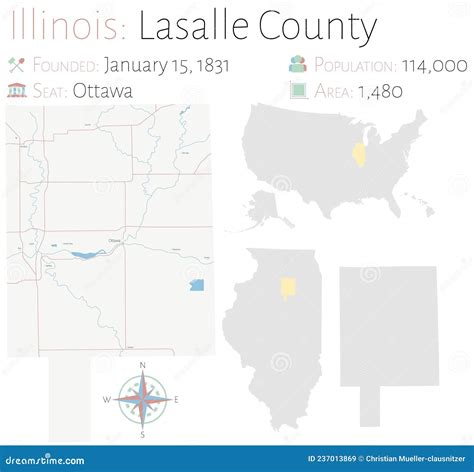 Map of Lasalle County in Illinois Stock Vector - Illustration of ...