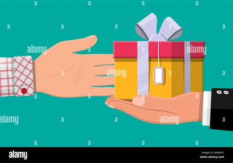 Hand Giving Gift Box To Other Hand Stock Vector Image Art Alamy