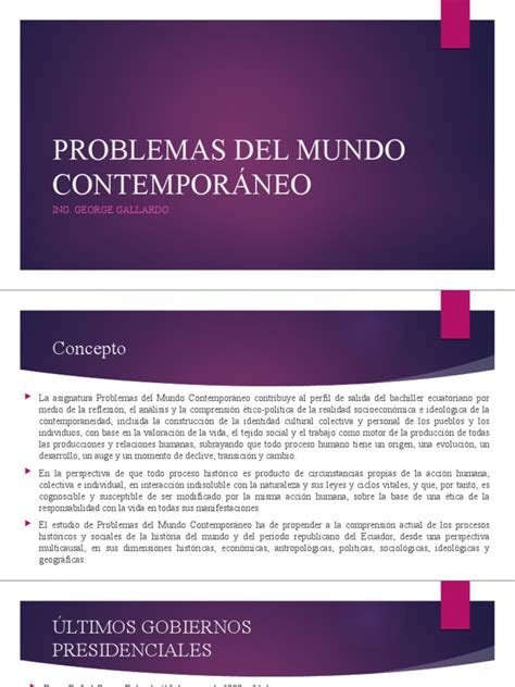 Problemas Del Mundo Contemporáneo Pdf Ecuador Interés