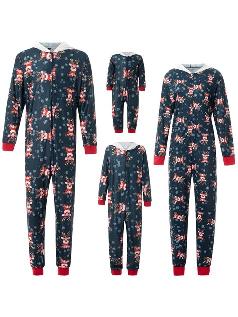 Aunavey Christmas Family Matching Hoodie Pajamas Reindeer One Piece