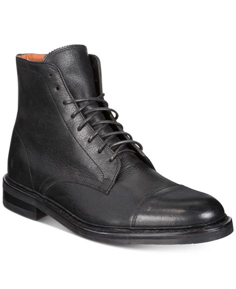 Frye Mens Seth Cap Toe Lace Up Boots In Black For Men Lyst