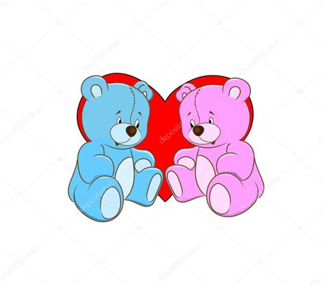 Cartoon Illustration Of Two Teddy Bears In Love — Stock Vector