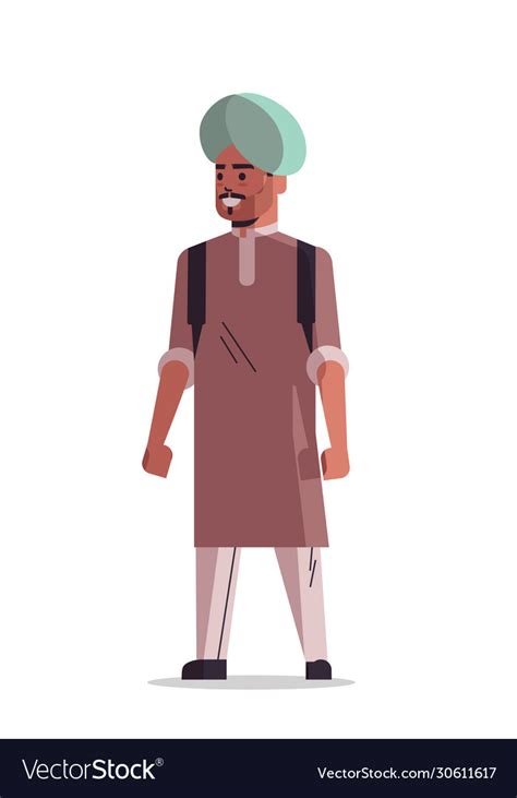 Indian Man Wearing Turban Smiling Male Cartoon Vector Image