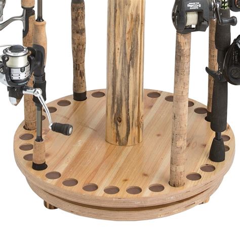 Rush Creek Creations Rustic Round Spinning 30 Fishing Rod Storage Rack