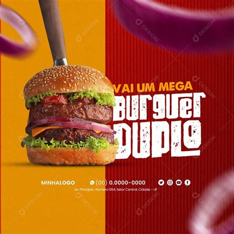 Vai Um Mega Burguer Duplo Hamburgueria Social Media Psd Edit Vel Zip