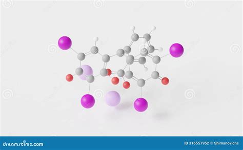 Erythrosine Molecule 3d, Molecular Structure, Ball and Stick Model ...