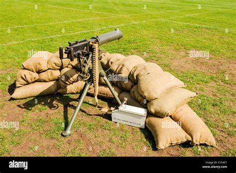 Vickers Water Cooled Medium Machine Gun Surrounded With Sandbags As