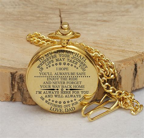 My Grandson Engraved Pocket Watch Son Custom Gift Mum Dad Etsy