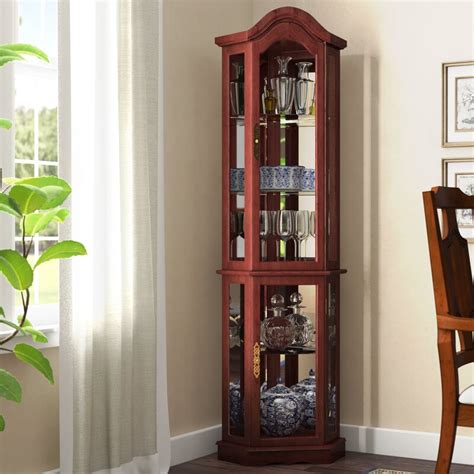 Astoria Grand Clayborne Floor Standing 5 Sided Lighted Corner Curio Cabinet And Reviews Wayfair