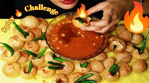 Spicy🔥panipuri Challenge With 🌶️🥵 Green Chilli Challenge Eating