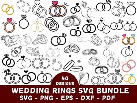 Marriage Rings Svg Bundle Ring Svg Wedding Svg Clipart Silhouette