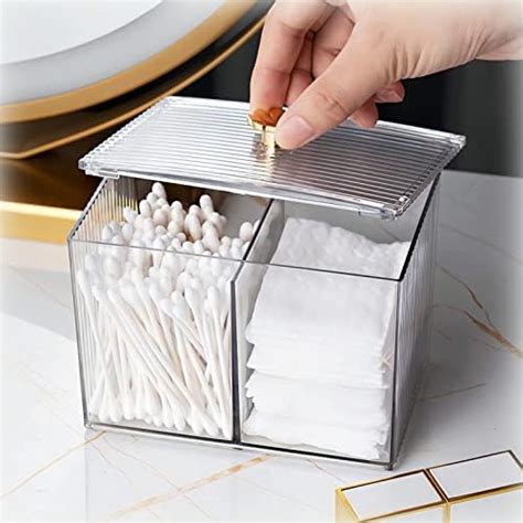 Acrylic Cotton Swab Holder Q Tip Holder Dispenser Bathroom Jar Vanity