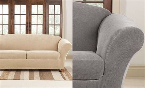 Sure Fit Stretch Pique 2 Cushion Sofa Slipcover And Reviews Slipcovers