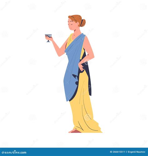 Ancient Woman Roman Character From Classical Antiquity With Goblet Vector Illustration Stock