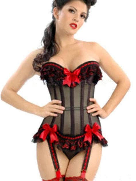 Sexy Lingerie Red Bow Black Boning Corsets Dress A078 China Spectacular Corsets And