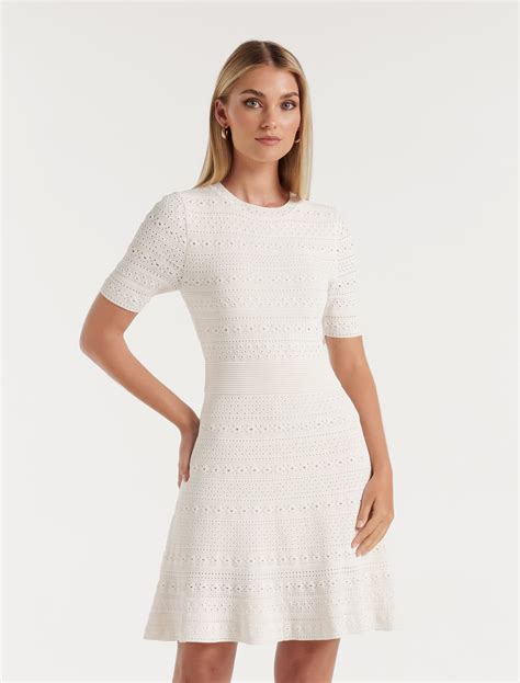 Kady Pointelle Knit Dress Womens Fashion Forever New