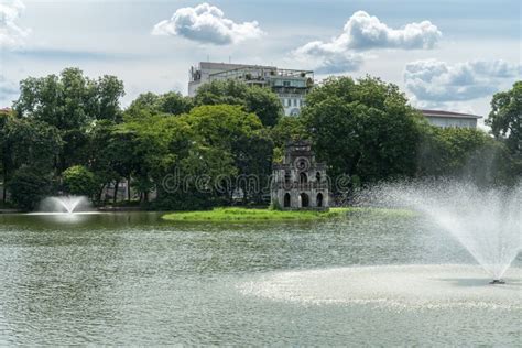 Hoan Kiem Lake or Sword Lake, Ho Guom in Hanoi, Vietnam with Turtle ...