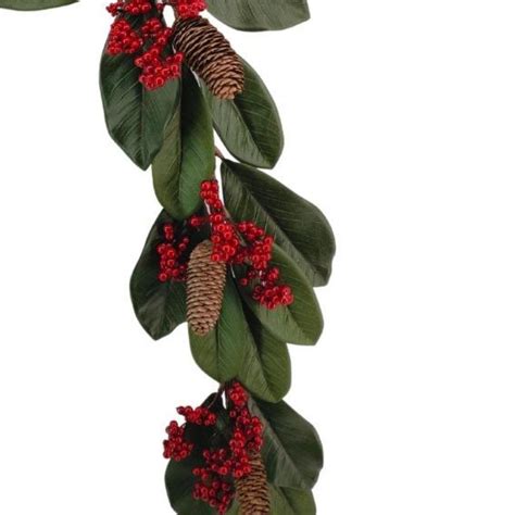 Xmas Artificial Pinecone Red Berry Magnolia Leaf Garland - Christmas Floral&Picks Manufacturer China