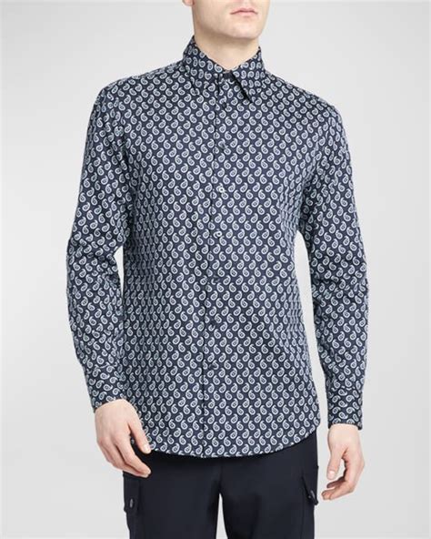 Etro Men S Mini Paisley Sport Shirt Neiman Marcus