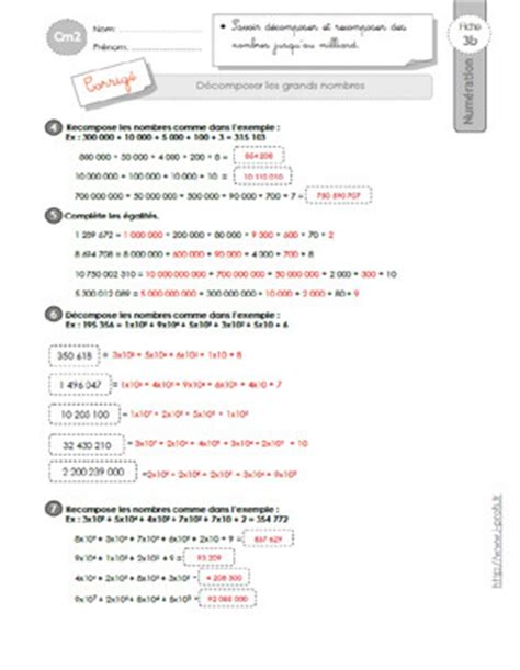 CM2 EXERCICES Encadrer Et Arrondir Les Grands Nombres