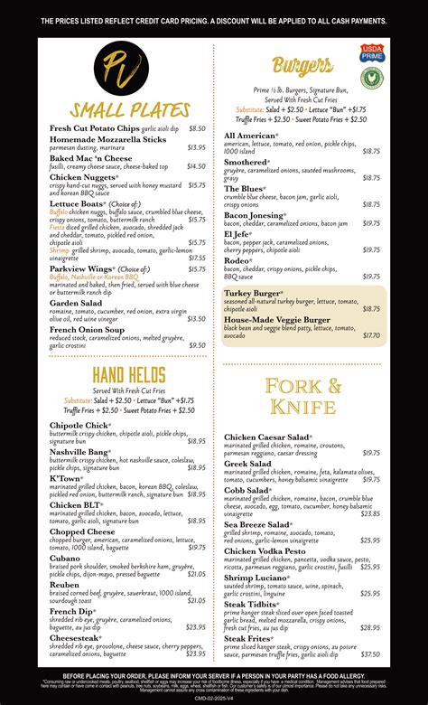 Menu - The Parkview Restaurant